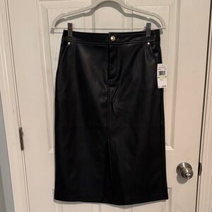 NWT Michael Kors Black Leather Skirt Size 4